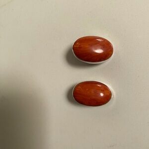 Native Sterling Silver & Coral Clip On Earrings